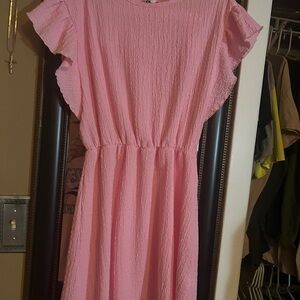 Adorable Pink Ruffle Sleeve Kids Dress